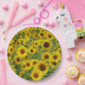 黄色ひまわり畑 ペーパープレート (パーティー)