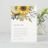 黄色ひまわり秋の水彩フローラ結婚ズ サンキューカード (スタンド正面)