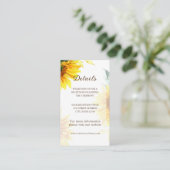 黄色ひまわり素朴フローラウォーター結婚カラー エンクロージャーカード (スタンド正面)