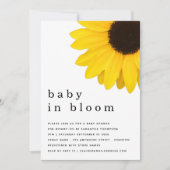 黄色ひまわり素朴ベビーイン開花シャワー 招待状 (正面)