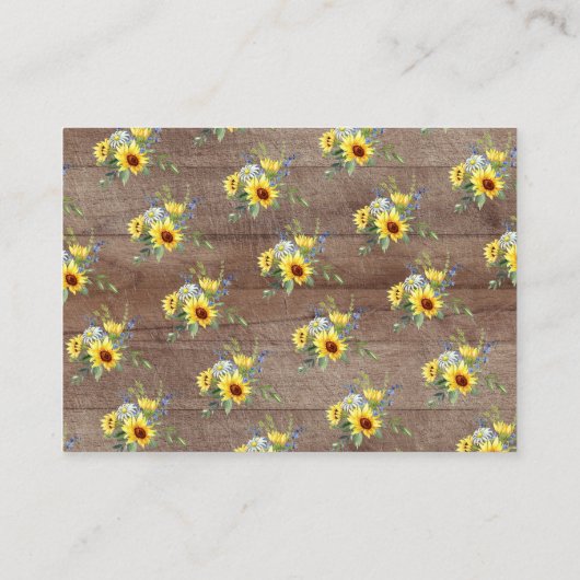 黄色ひまわり素朴赤ちゃんシャワーおむつラッフル エンクロージャーカード (裏面)