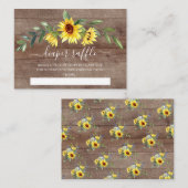 黄色ひまわり素朴赤ちゃんシャワーおむつラッフル エンクロージャーカード (正面/裏面)