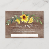 黄色ひまわり素朴赤ちゃんシャワーおむつラッフル エンクロージャーカード (正面)