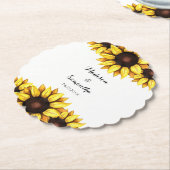黄色ひまわり結婚のフローラ ペーパーコースター (アングル)