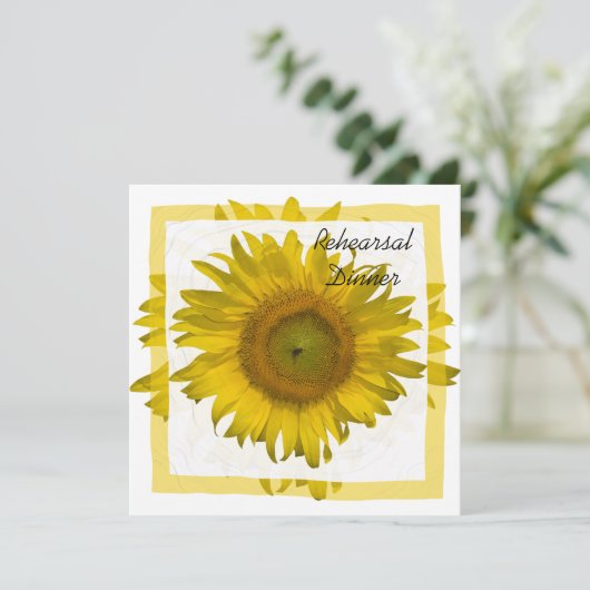 黄色ひまわり結婚のリハーサルディナー 招待状 (スタンド正面)