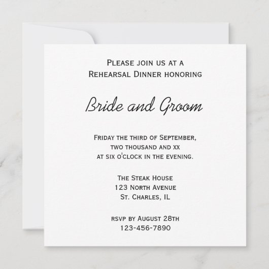 黄色ひまわり結婚のリハーサルディナー 招待状 (裏面)