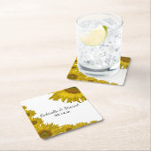 黄色ひまわり結婚の縁 スクエアペーパーコースター (インサイチュ)