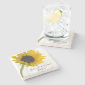 黄色ひまわり結婚の花 ストーンコースター (横)