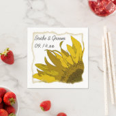 黄色ひまわり結婚コーナー スタンダードカクテルナプキン (インサイチュ)