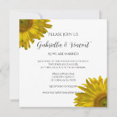 黄色ひまわり結婚夏 招待状 (正面)