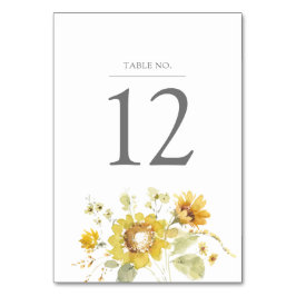 黄色ひまわり結婚水色 テーブルナンバー