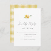 黄色ひまわり結婚水色 出欠カード (正面/裏面)