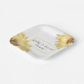 黄色ひまわり結婚花水色 ペーパープレート (傾斜あり)