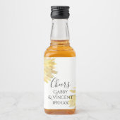 黄色ひまわり結婚花水色 リキュールボトルラベル (正面)