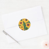 黄色ひまわり絵を描の花のパッチ ラウンドシール (封筒)