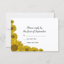 黄色ひまわり縁結婚式RSVP応答カード 出欠カード