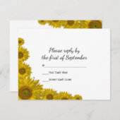 黄色ひまわり縁結婚式RSVP応答カード 出欠カード (正面/裏面)