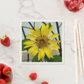 黄色ひまわり繊細な植物性フローラ スタンダードカクテルナプキン (インサイチュ)