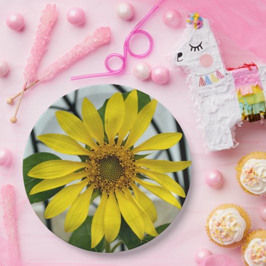 黄色ひまわり繊細な植物性フローラ ペーパープレート (パーティー)