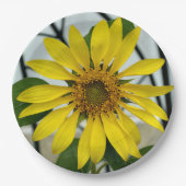 黄色ひまわり繊細な植物性フローラ ペーパープレート (正面)