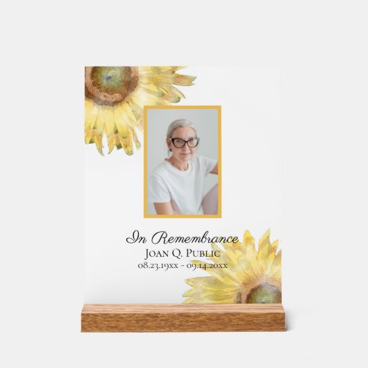 黄色ひまわり花の水彩お祝いの生活 アクリルサイン (正面)