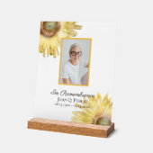 黄色ひまわり花の水彩お祝いの生活 アクリルサイン (傾斜)