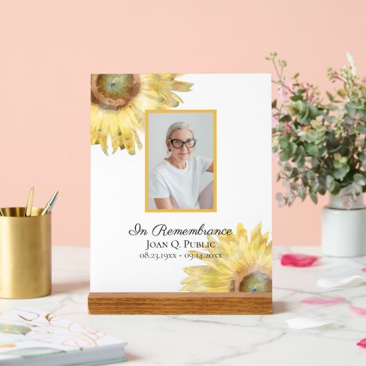 黄色ひまわり花の水彩お祝いの生活 アクリルサイン (ウェディング)