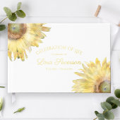 黄色ひまわり花の水彩お祝いの生活 ゲストブック