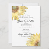 黄色ひまわり花の水彩お祝いの生活 招待状 (正面)