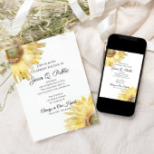 黄色ひまわり花の水彩お祝いの生活 招待状