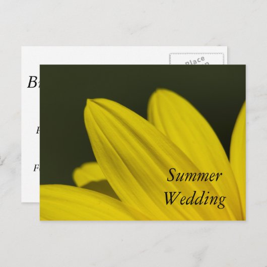 黄色ひまわり花びら夏保存日 案内ポストカード (正面/裏面)
