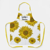 黄色ひまわり花オールオーバープリントエプロン エプロン (正面)