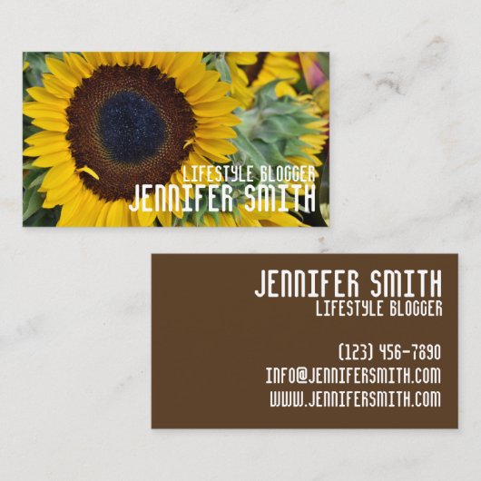 黄色ひまわり花フローラ園自然写真 名刺 (正面/裏面)