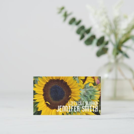 黄色ひまわり花フローラ園自然写真 名刺 (スタンド正面)