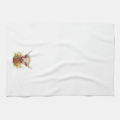黄色ひまわり花冠を持つハイランド牛 キッチンタオル (横)