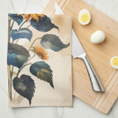 黄色ひまわり花束 キッチンタオル (四つ折り)