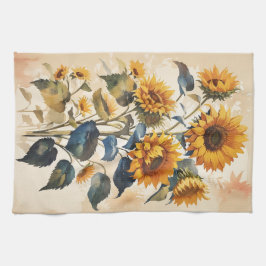 黄色ひまわり花束 キッチンタオル