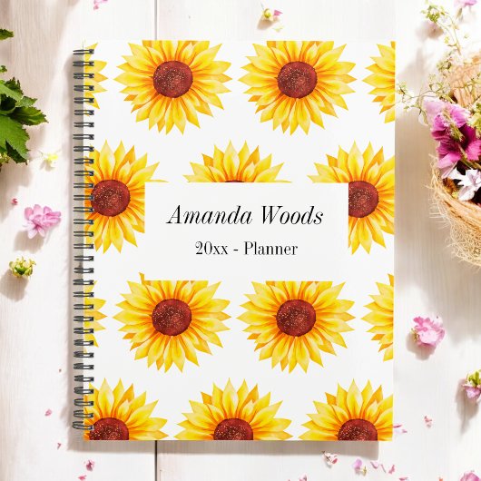 黄色ひまわり花柄 プランナー手帳