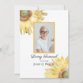 黄色ひまわり花水彩リビング葬儀パーティー 招待状 (正面)