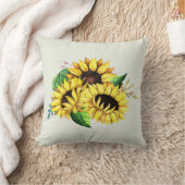 黄色ひまわり花水彩花束 クッション (ブランケット)