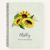 黄色ひまわり花水彩花束 ノートブック (正面)