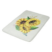 黄色ひまわり花水彩花束 バスマット (アングル)