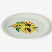 黄色ひまわり花水彩花束 ペーパープレート (アングル)