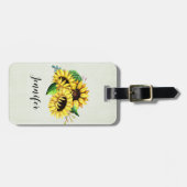 黄色ひまわり花水彩花束 ラゲッジタグ (正面横)