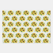 黄色ひまわり花水彩花束 ラッピングペーパーシート (正面)