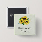 黄色ひまわり花水彩花束 缶バッジ (正面&裏面)