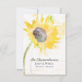 黄色ひまわり花瓶水彩葬儀悔やみや弔慰 サンキューカード (正面)