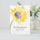 黄色ひまわり花瓶水彩葬儀悔やみや弔慰 サンキューカード (スタンド正面)