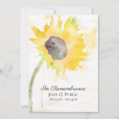 黄色ひまわり花瓶水色死去年祭 招待状 (正面)