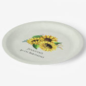 黄色ひまわり花花花水彩誕生日 ペーパープレート (アングル)